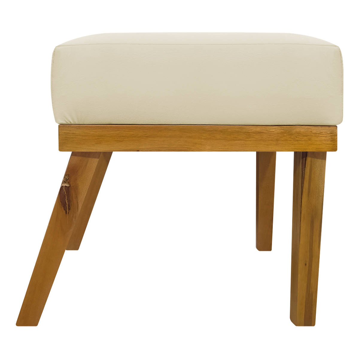Kit 2 Puff Decorativo Retangular Para Sala Quarto Penteadeira Firenze Corino Bege