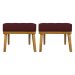 Kit 2 Puff Decorativo Retangular Para Sala Quarto Penteadeira Firenze Corino Bordo