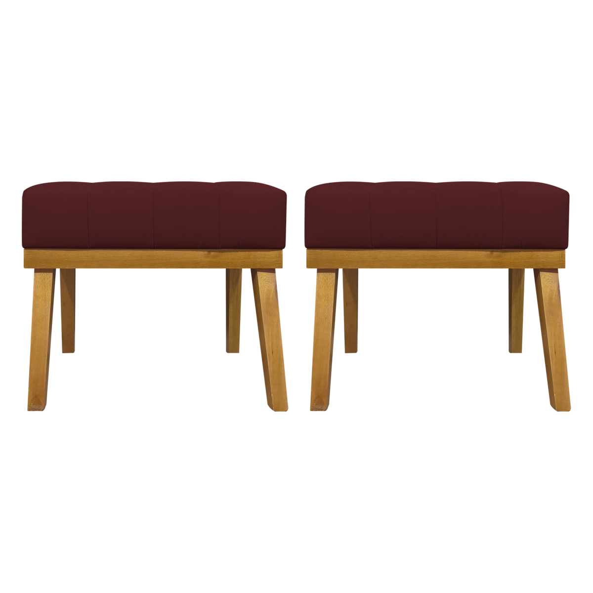 Kit 2 Puff Decorativo Retangular Para Sala Quarto Penteadeira Firenze Corino Bordo