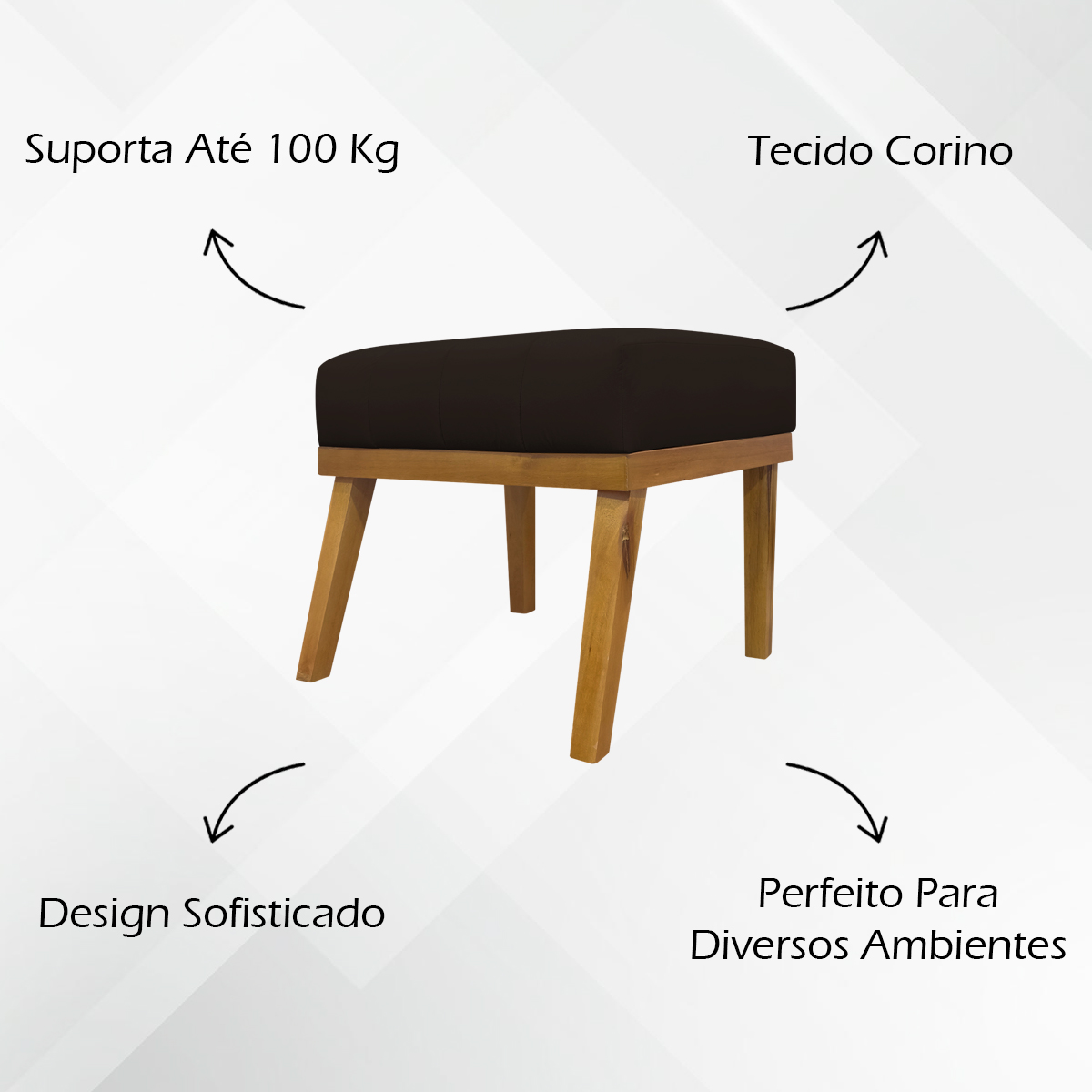 Kit 2 Puff Decorativo Retangular Para Sala Quarto Penteadeira Firenze Corino Marrom