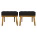 Kit 2 Puff Decorativo Retangular Para Sala Quarto Penteadeira Firenze Corino Preto