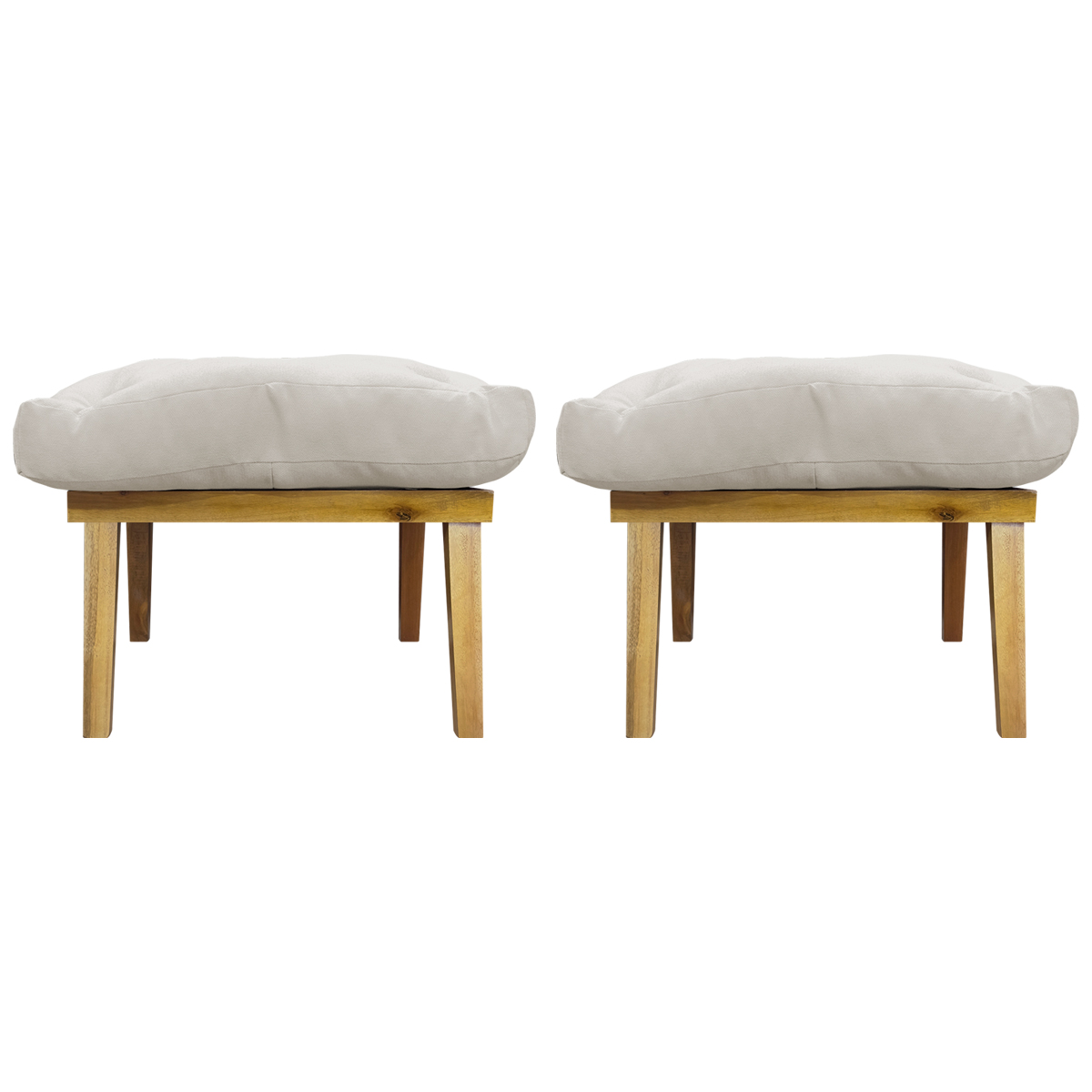 Kit 2 Puff Decorativo Retangular Para Sala Quarto Penteadeira Marty Linho Bege
