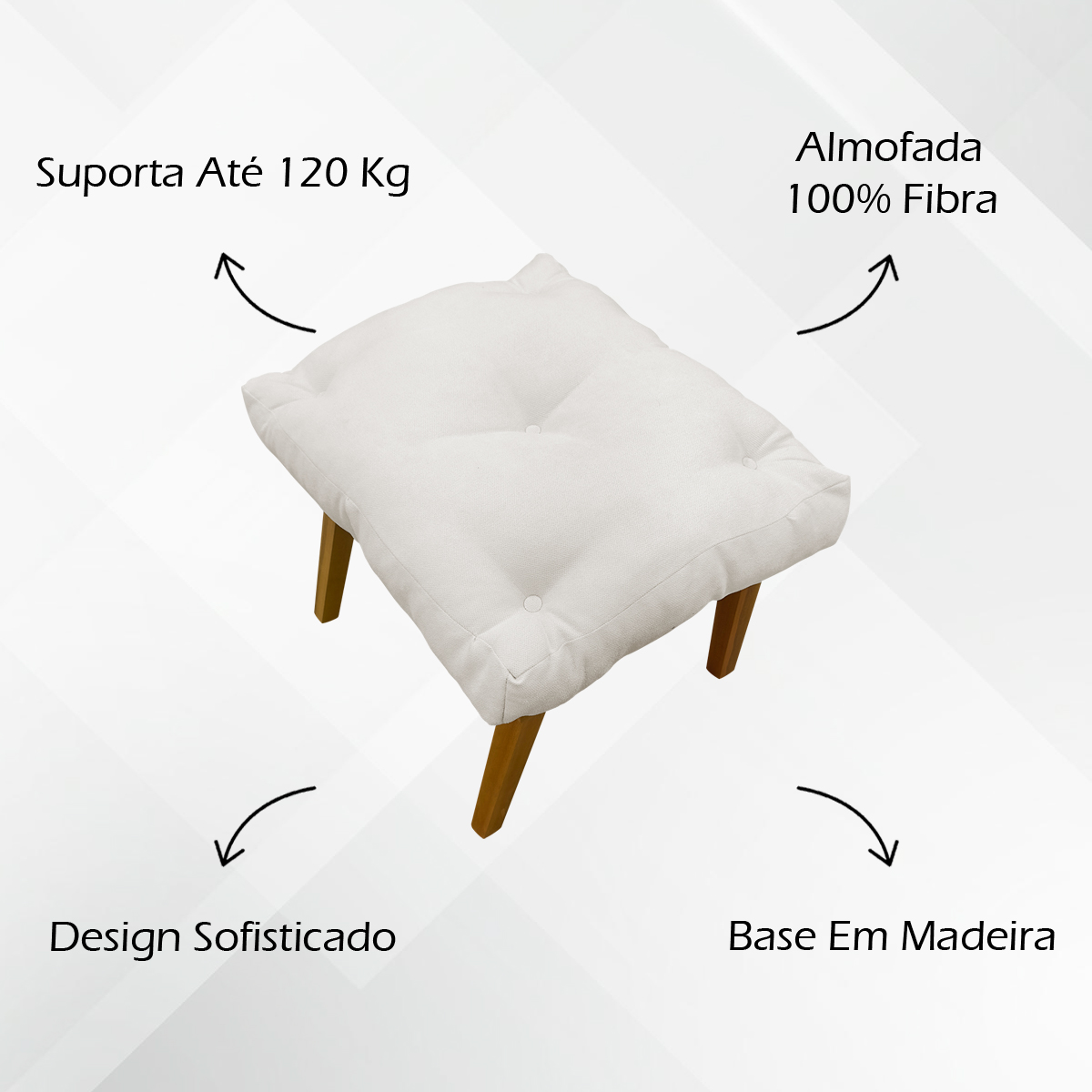 Kit 2 Puff Decorativo Retangular Para Sala Quarto Penteadeira Marty Linho Bege