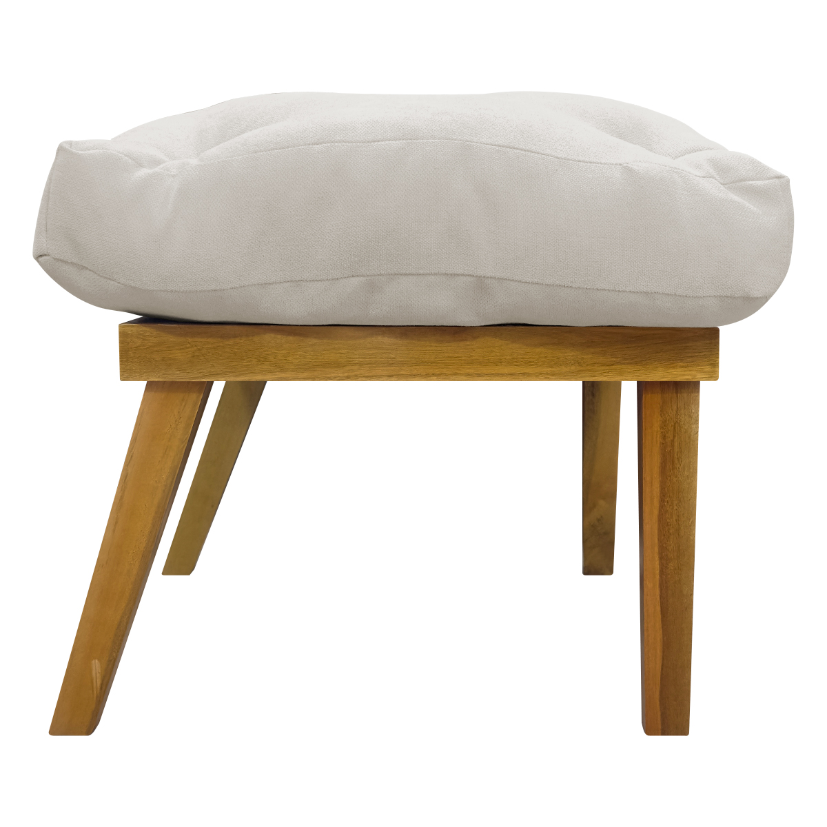 Kit 2 Puff Decorativo Retangular Para Sala Quarto Penteadeira Marty Linho Bege