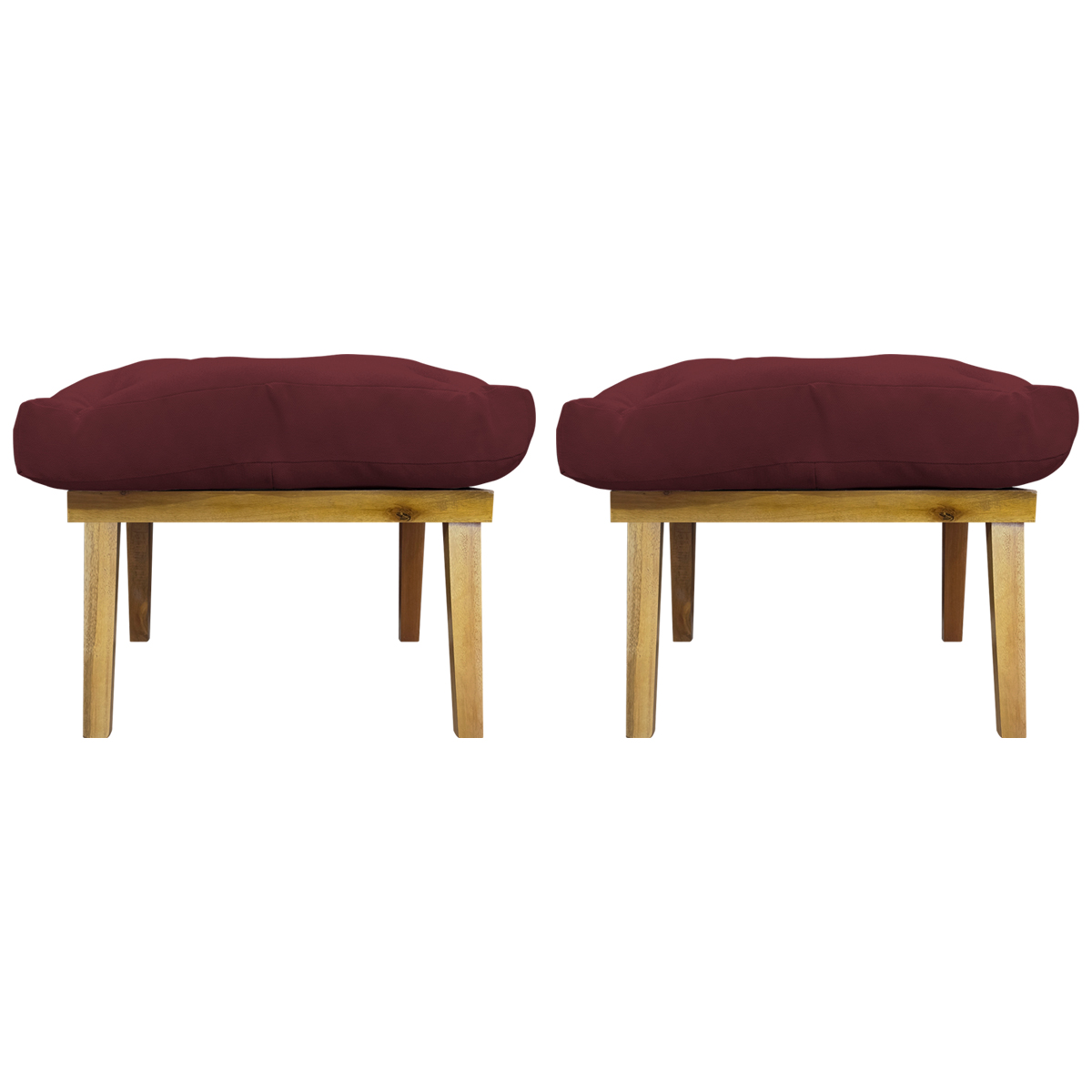 Kit 2 Puff Decorativo Retangular Para Sala Quarto Penteadeira Marty Linho Bordo