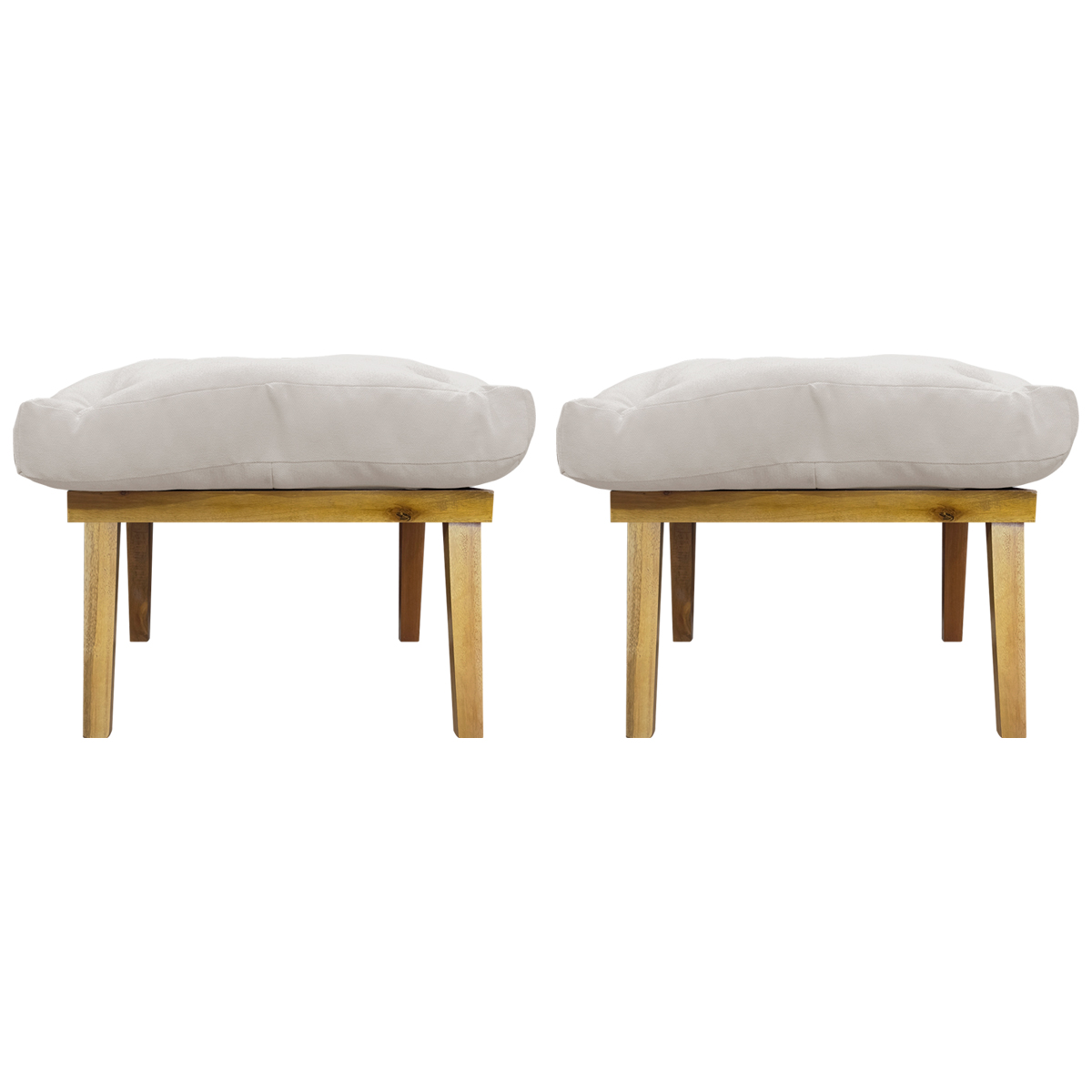 Kit 2 Puff Decorativo Retangular Para Sala Quarto Penteadeira Marty Linho Off White