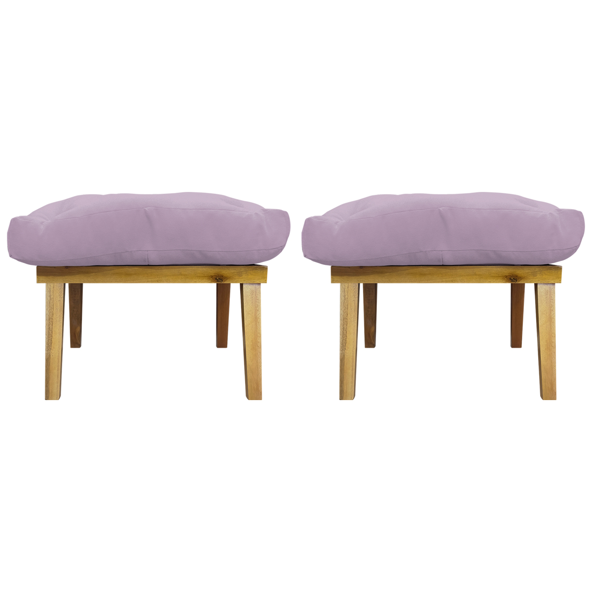Kit 2 Puff Decorativo Retangular Para Sala Quarto Penteadeira Marty Linho Rose
