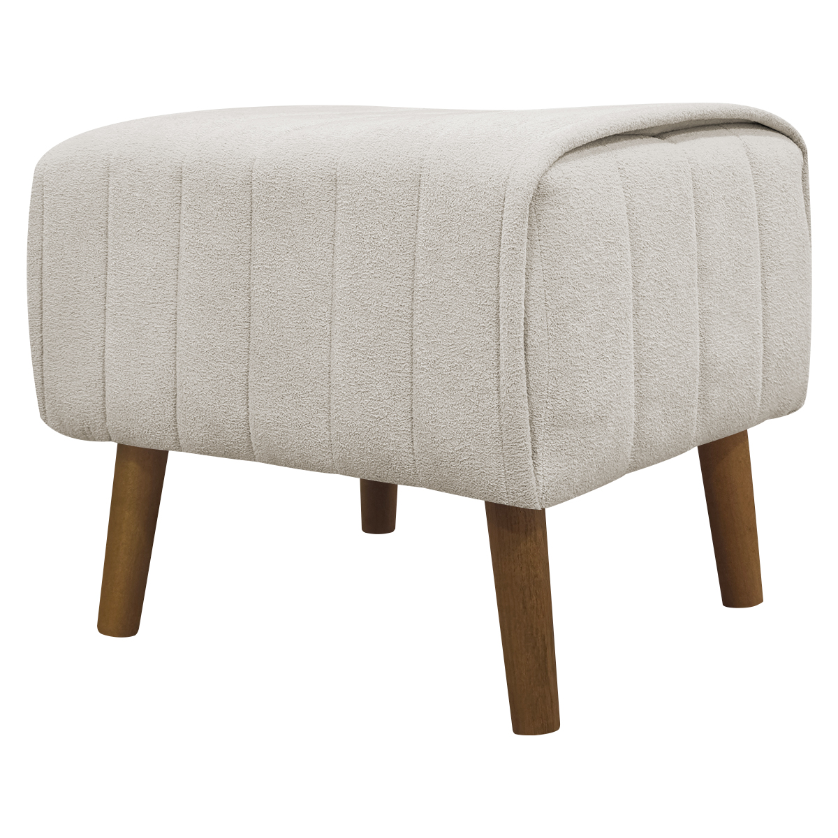 Kit 2 Puff Decorativo Retangular Para Sala Quarto Penteadeira Verso Bouclé Bege
