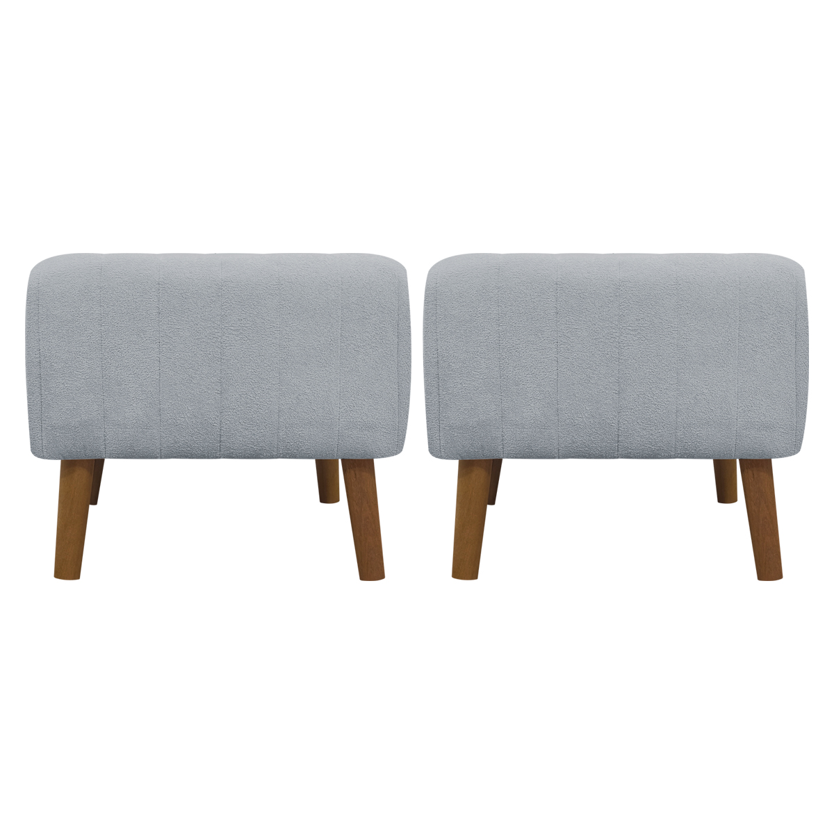 Kit 2 Puff Decorativo Retangular Para Sala Quarto Penteadeira Verso Bouclé Cinza