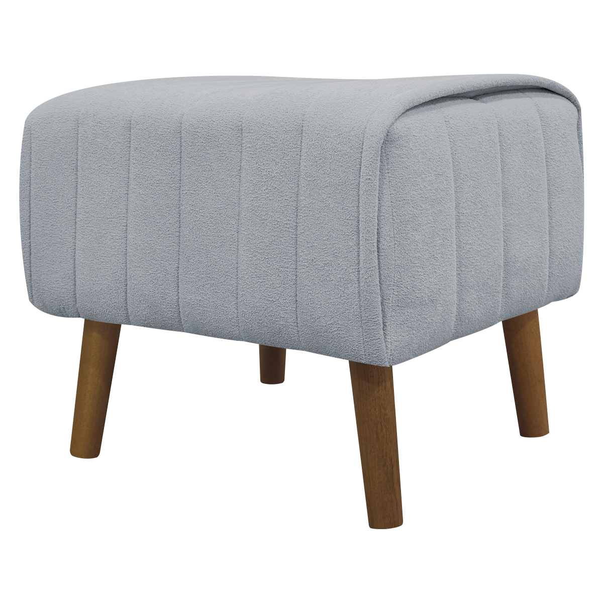 Kit 2 Puff Decorativo Retangular Para Sala Quarto Penteadeira Verso Bouclé Cinza