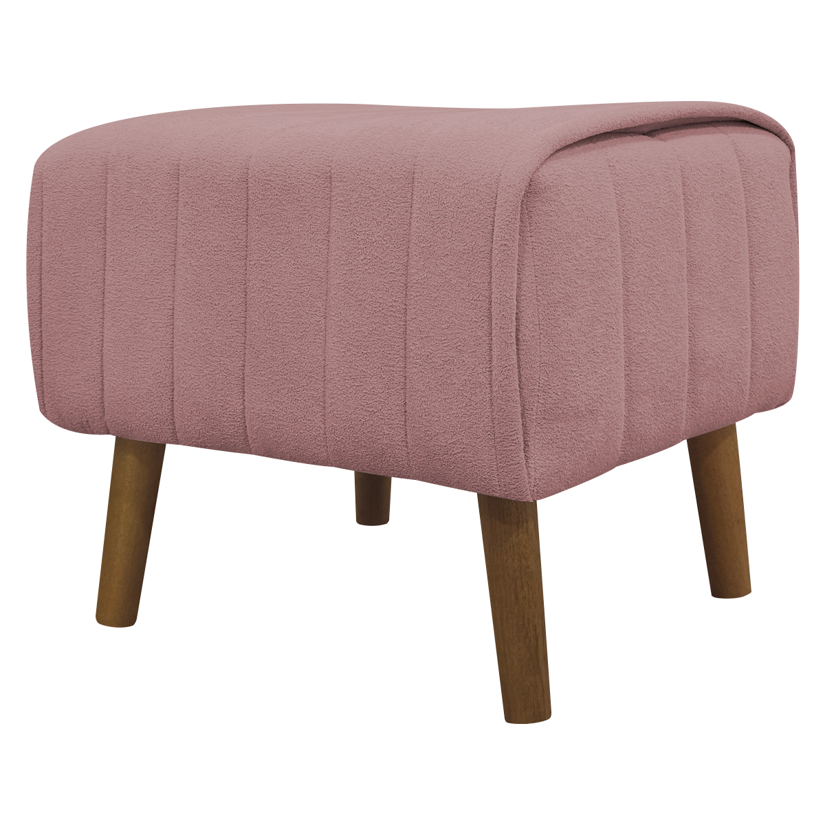 Kit 2 Puff Decorativo Retangular Para Sala Quarto Penteadeira Verso Bouclé Rose
