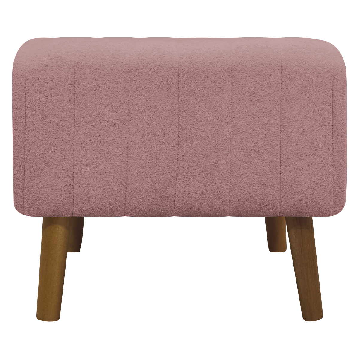 Kit 2 Puff Decorativo Retangular Para Sala Quarto Penteadeira Verso Bouclé Rose
