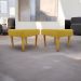 Kit 2 Puff Decorativos Charme Para Sala, Quarto, Recepção Suede Amarelo Pé Castanho - Clique E Decore