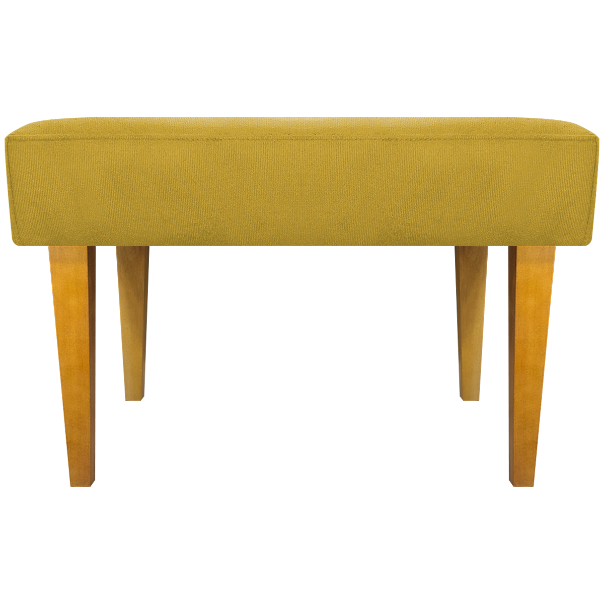Kit 2 Puff Decorativos Charme Para Sala, Quarto, Recepção Suede Amarelo Pé Castanho - Clique E Decore