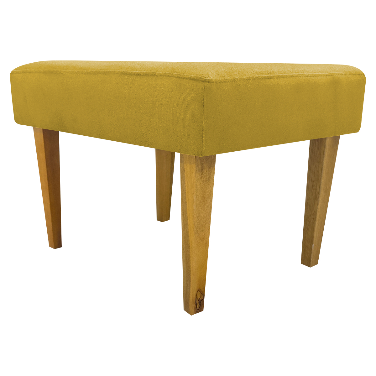 Kit 2 Puff Decorativos Charme Para Sala, Quarto, Recepção Suede Amarelo Pé Castanho - Clique E Decore
