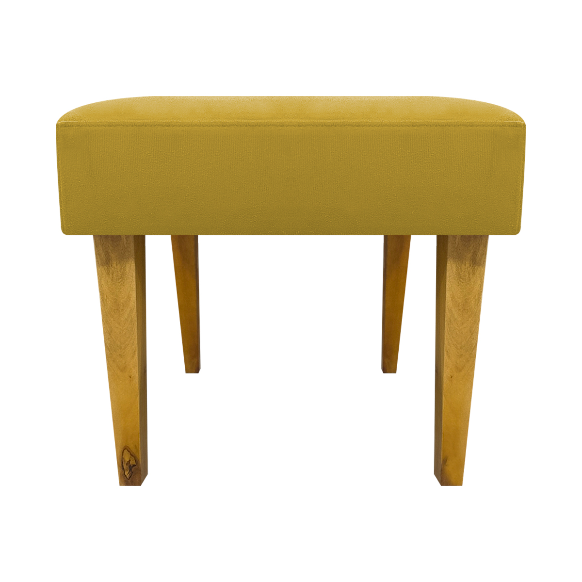 Kit 2 Puff Decorativos Charme Para Sala, Quarto, Recepção Suede Amarelo Pé Castanho - Clique E Decore