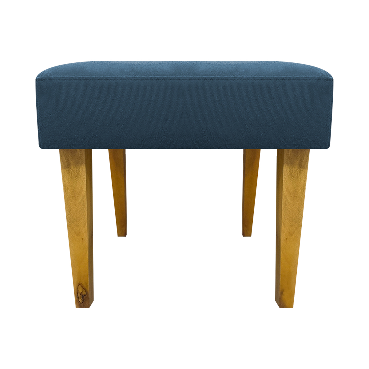 Kit 2 Puff Decorativos Charme Para Sala, Quarto, Recepção Suede Azul Marinho Pé Castanho - Clique E Decore