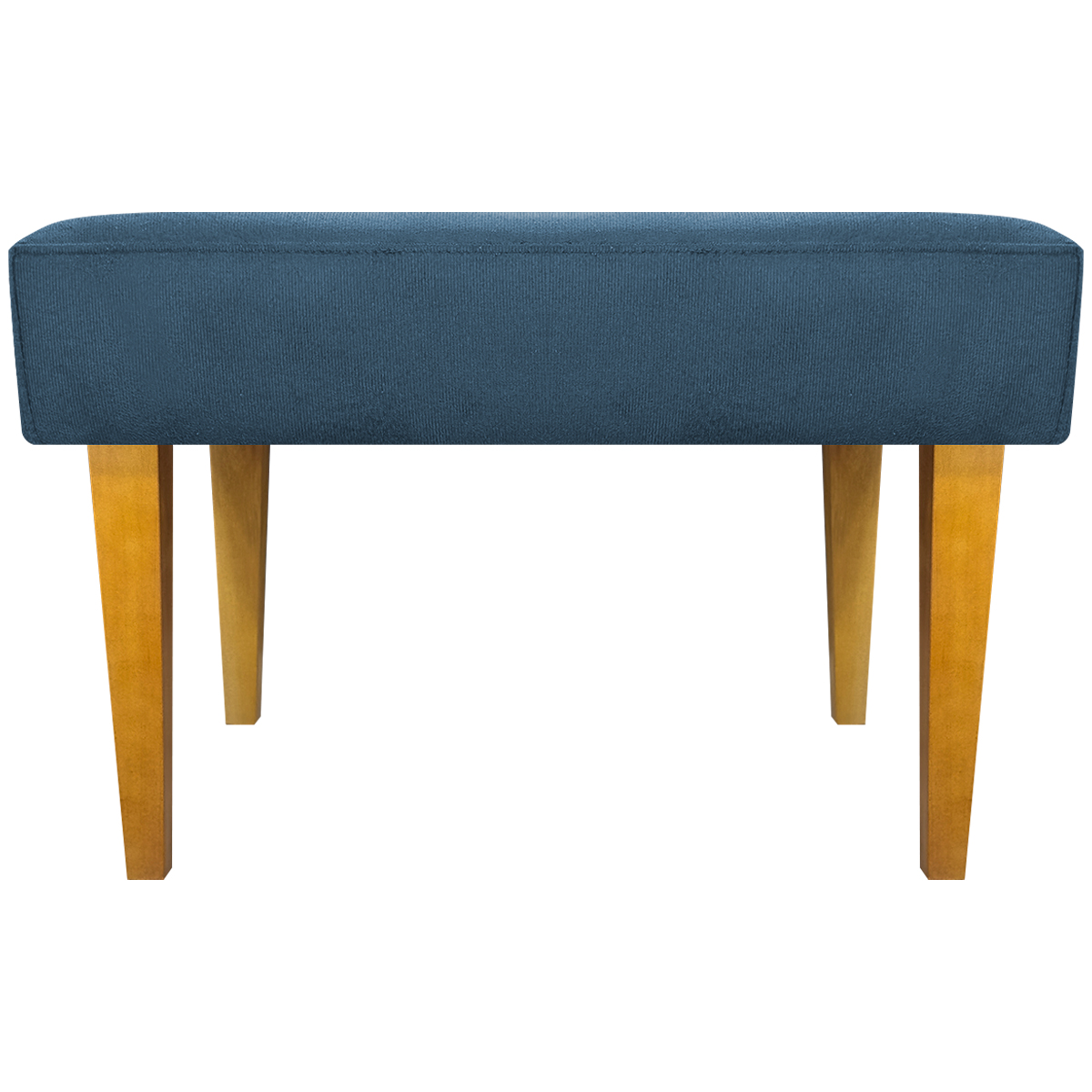 Kit 2 Puff Decorativos Charme Para Sala, Quarto, Recepção Suede Azul Marinho Pé Castanho - Clique E Decore