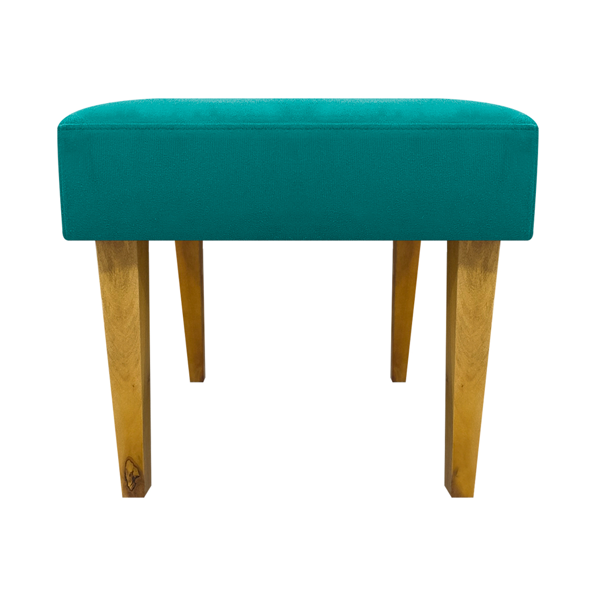 Kit 2 Puff Decorativos Charme Para Sala, Quarto, Recepção Suede Azul Turquesa Pé Castanho - Clique E Decore