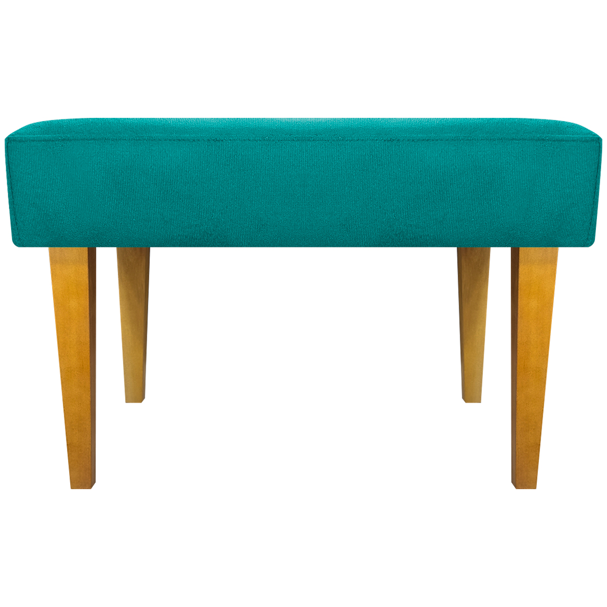 Kit 2 Puff Decorativos Charme Para Sala, Quarto, Recepção Suede Azul Turquesa Pé Castanho - Clique E Decore