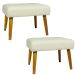 Kit 2 Puff Decorativos Charme Para Sala, Quarto, Recepção Suede Bege Pé Castanho - Clique E Decore