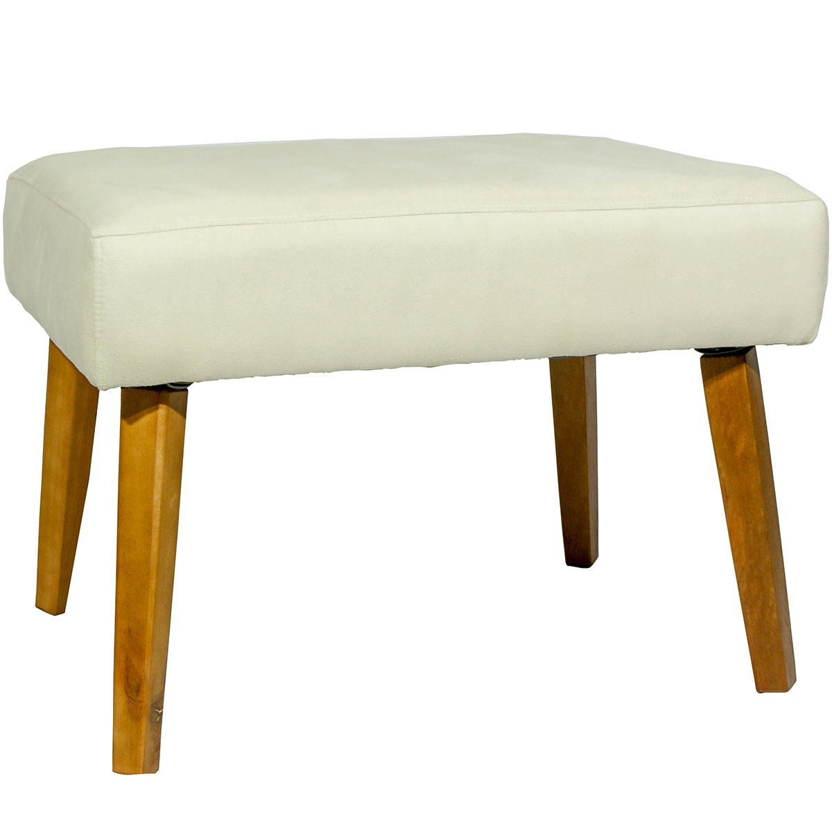 Kit 2 Puff Decorativos Charme Para Sala, Quarto, Recepção Suede Bege Pé Castanho - Clique E Decore