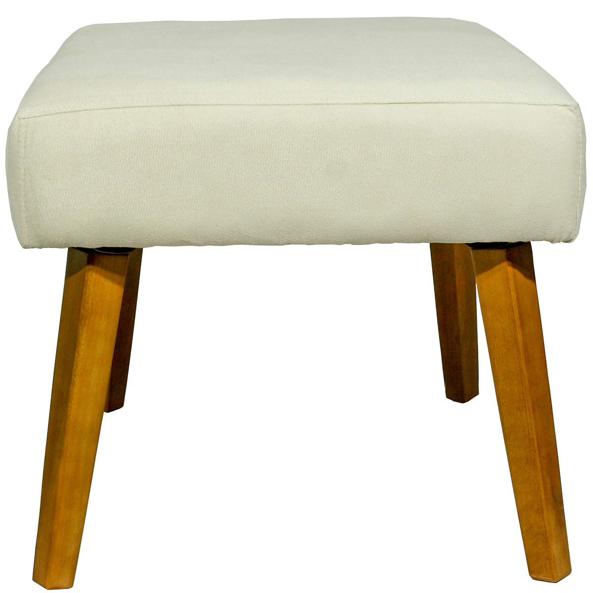 Kit 2 Puff Decorativos Charme Para Sala, Quarto, Recepção Suede Bege Pé Castanho - Clique E Decore