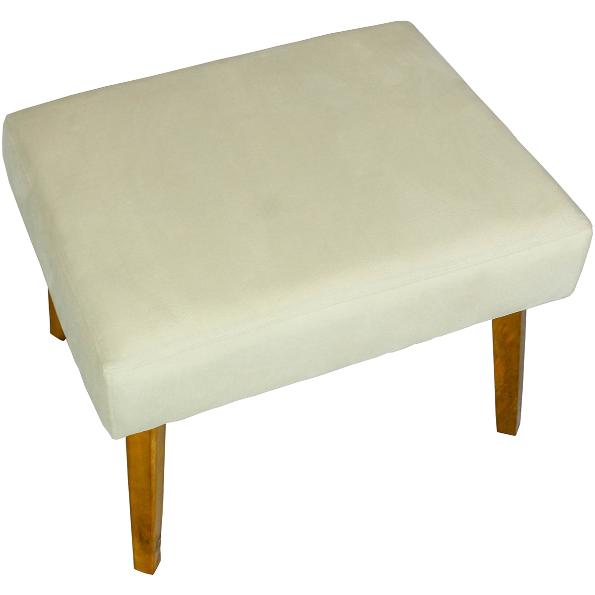 Kit 2 Puff Decorativos Charme Para Sala, Quarto, Recepção Suede Bege Pé Castanho - Clique E Decore