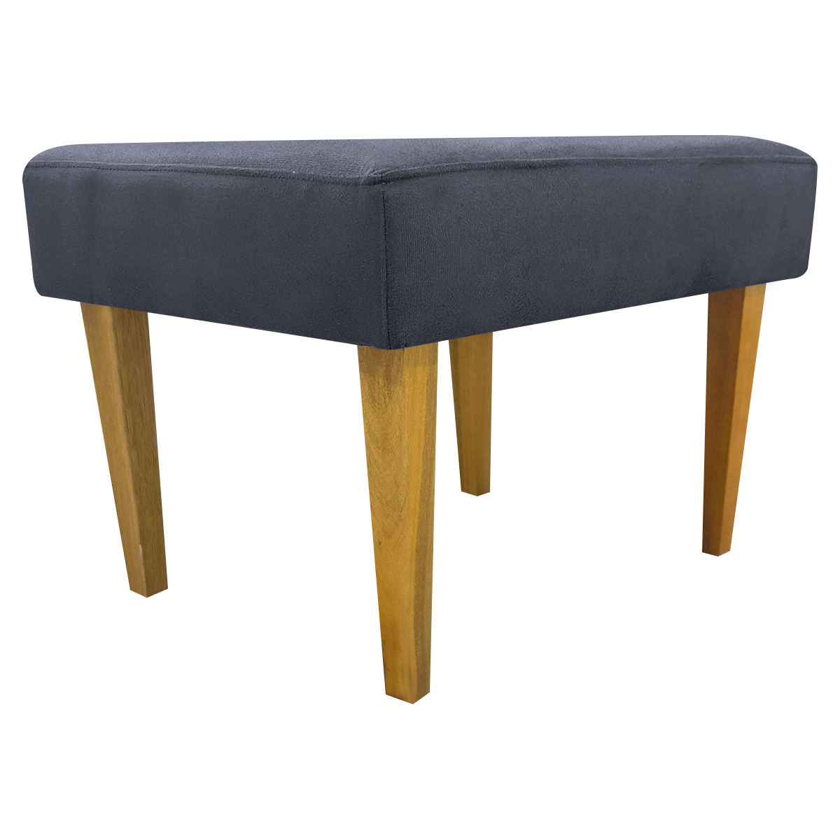 Kit 2 Puff Decorativos Charme Para Sala, Quarto, Recepção Suede Cinza Pé Castanho - Clique E Decore