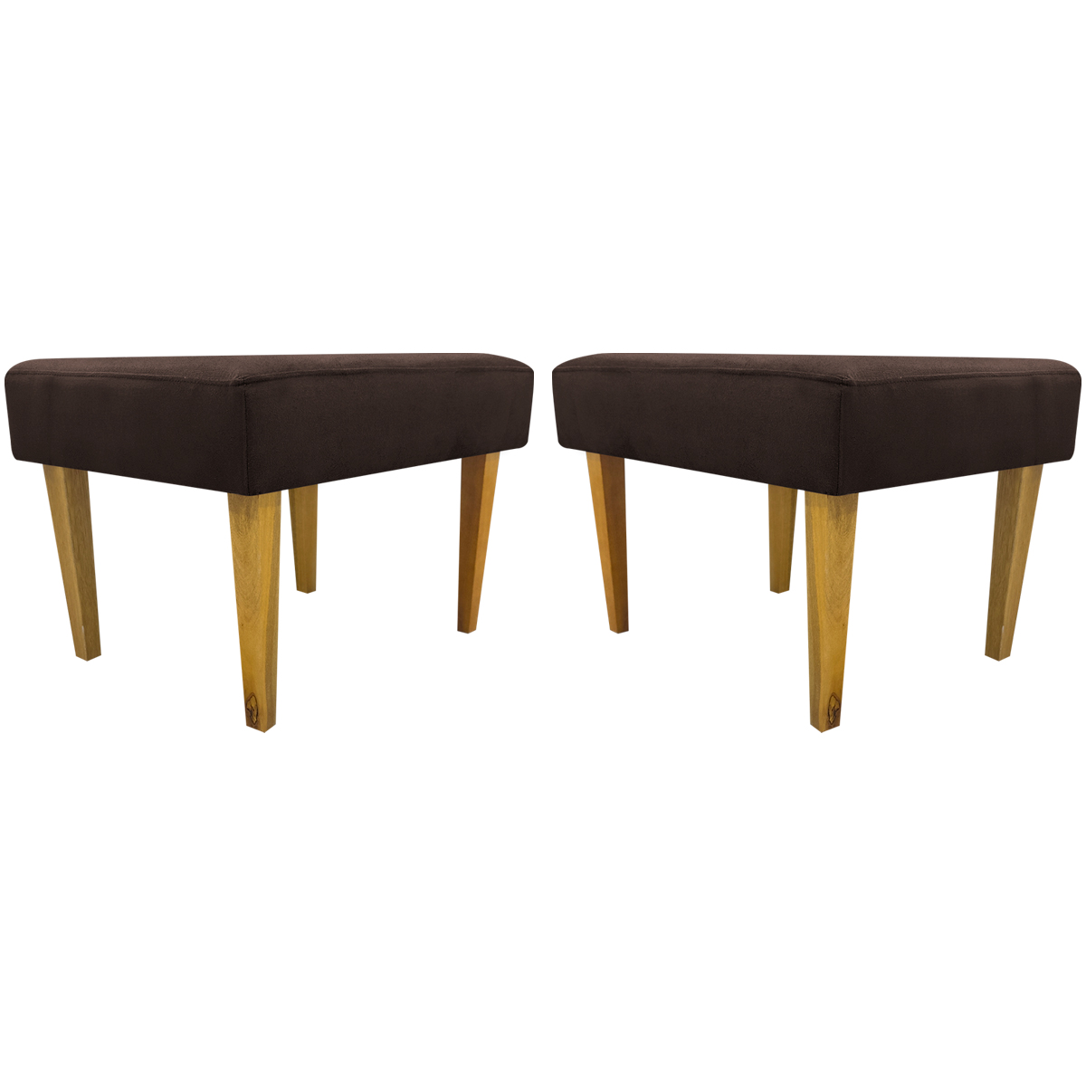 Kit 2 Puff Decorativos Charme Para Sala, Quarto, Recepção Suede Marrom Pé Castanho - Clique E Decore