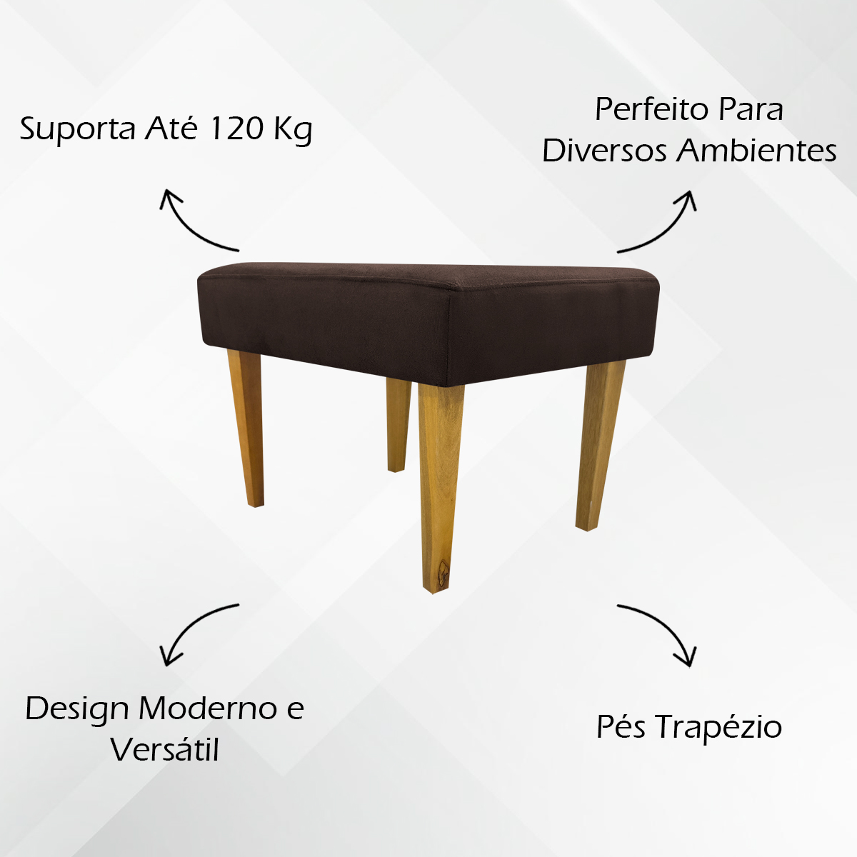 Kit 2 Puff Decorativos Charme Para Sala, Quarto, Recepção Suede Marrom Pé Castanho - Clique E Decore
