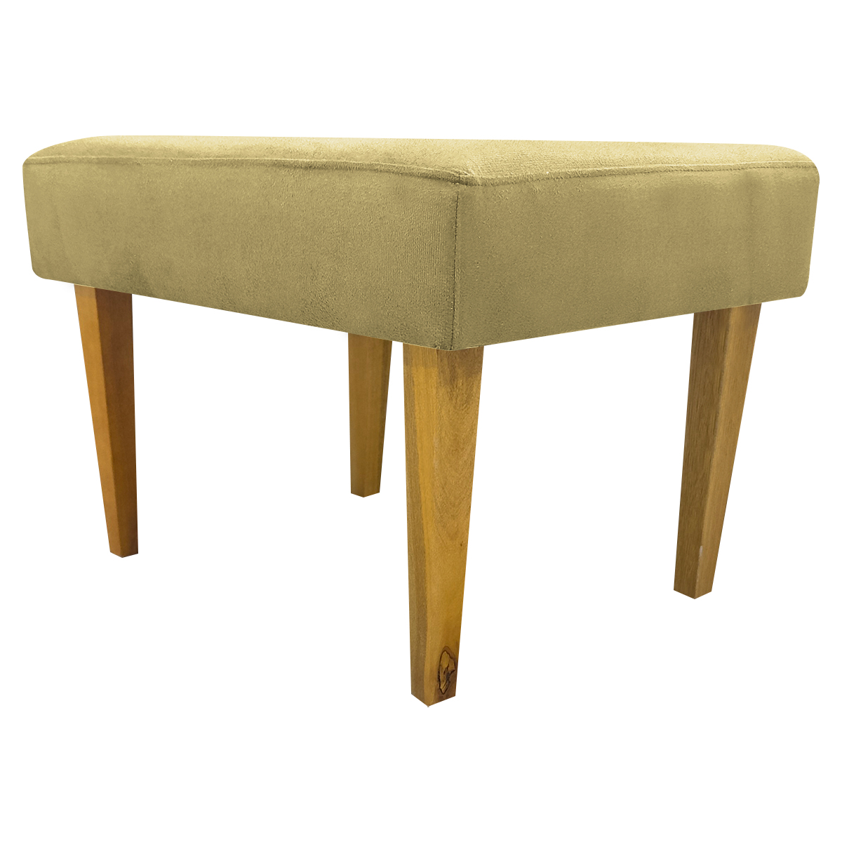 Kit 2 Puff Decorativos Charme Para Sala, Quarto, Recepção Suede Nude Pé Castanho - Clique E Decore