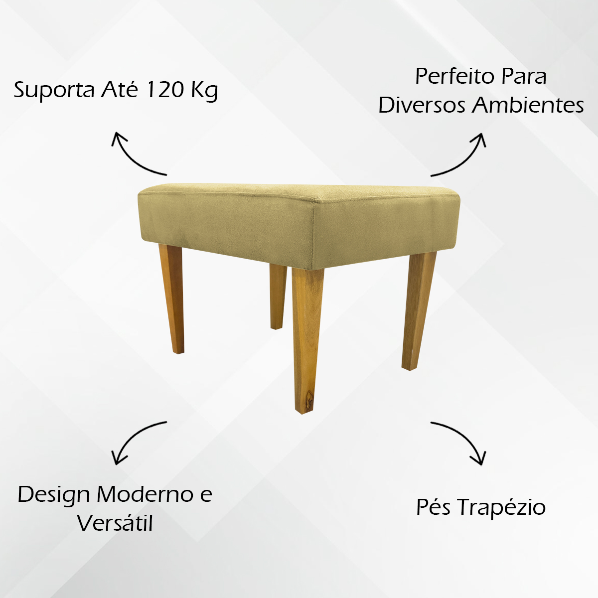 Kit 2 Puff Decorativos Charme Para Sala, Quarto, Recepção Suede Nude Pé Castanho - Clique E Decore
