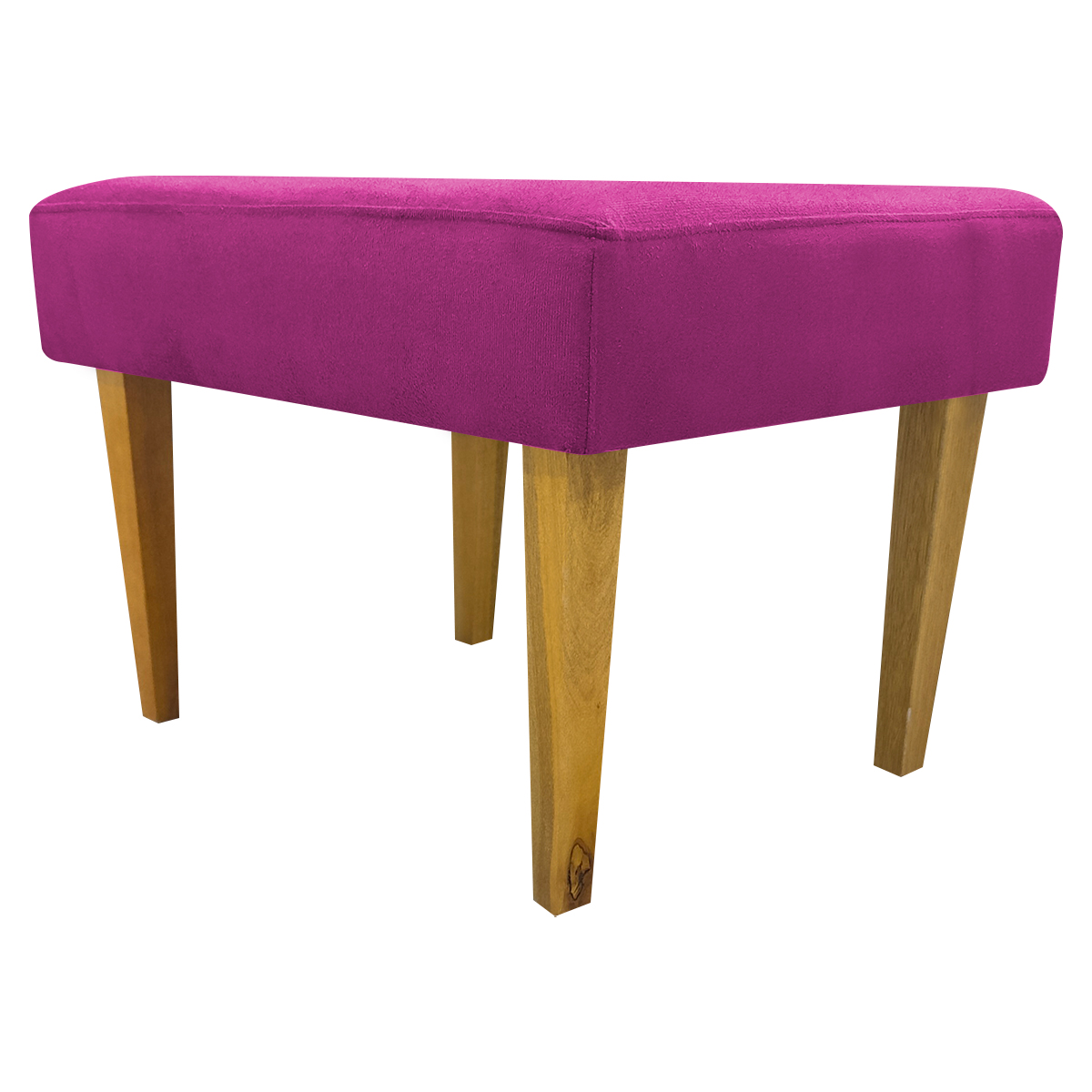 Kit 2 Puff Decorativos Charme Para Sala, Quarto, Recepção Suede Pink Pé Castanho - Clique E Decore