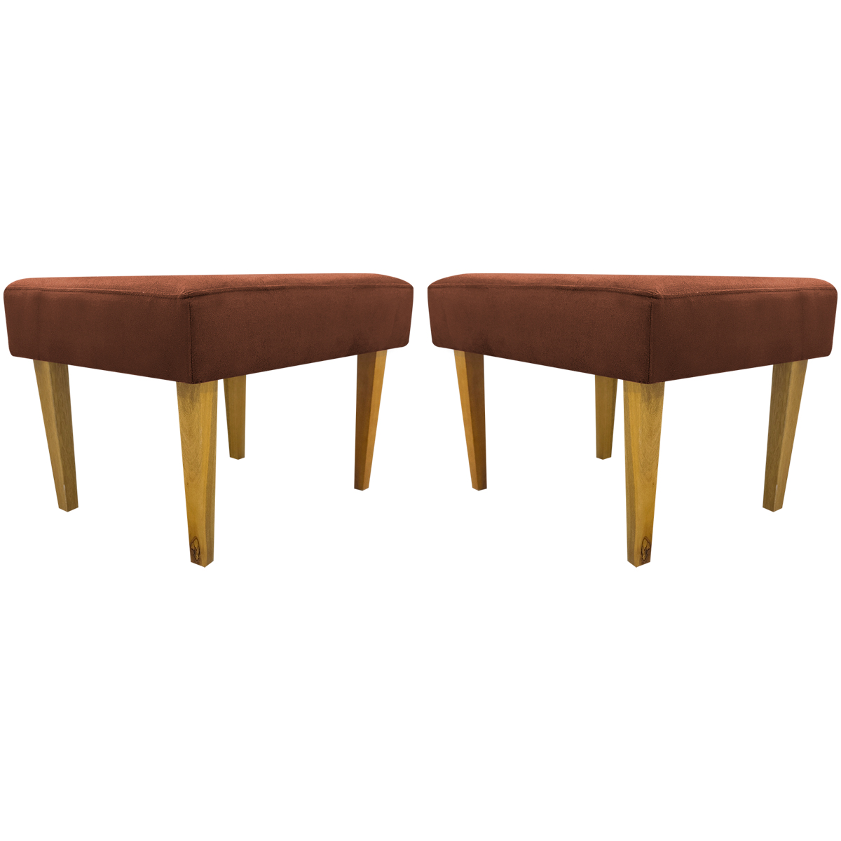 Kit 2 Puff Decorativos Charme Para Sala, Quarto, Recepção Suede Terracota Pé Castanho - Clique E Decore