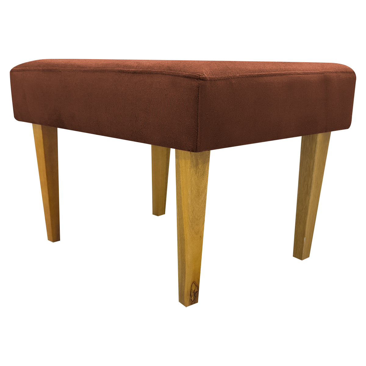 Kit 2 Puff Decorativos Charme Para Sala, Quarto, Recepção Suede Terracota Pé Castanho - Clique E Decore