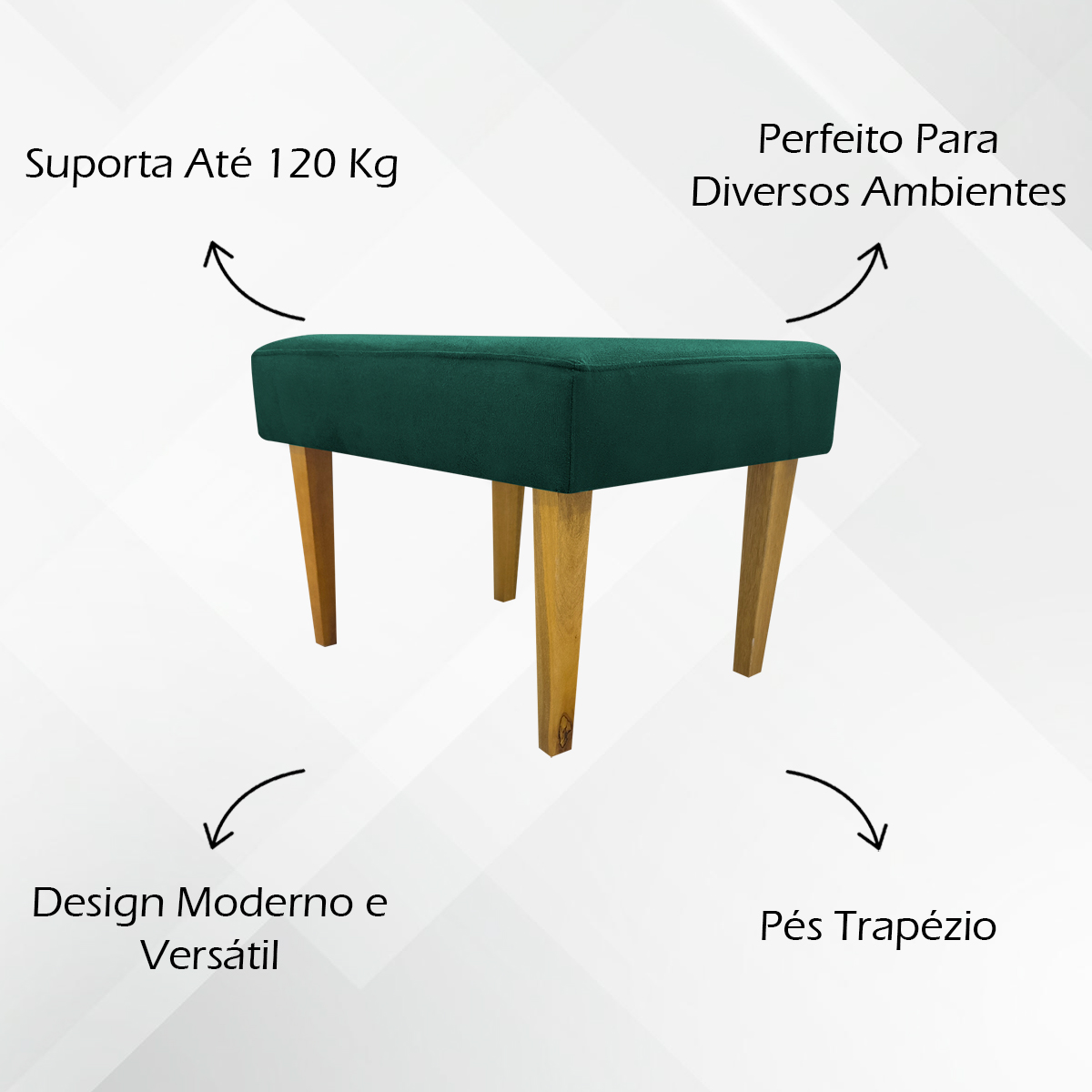 Kit 2 Puff Decorativos Charme Para Sala, Quarto, Recepção Suede Verde Pé Castanho - Clique E Decore