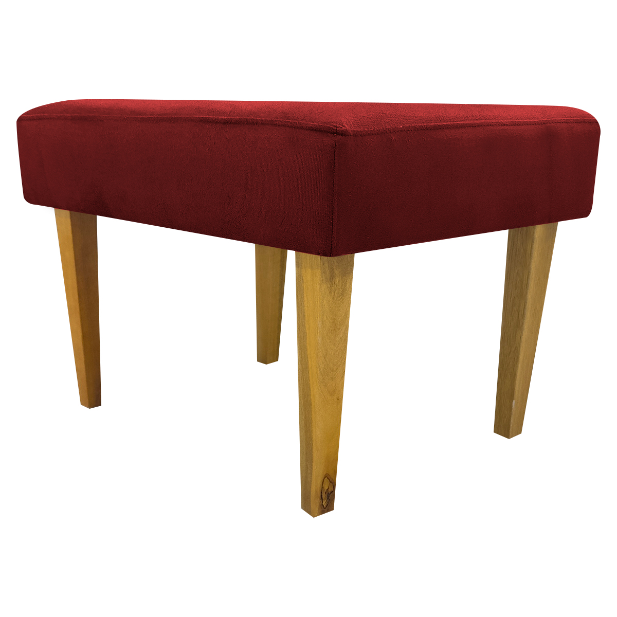 Kit 2 Puff Decorativos Charme Para Sala, Quarto, Recepção Suede Vermelho Pé Castanho - Clique E Decore