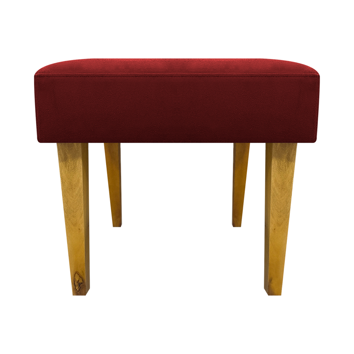 Kit 2 Puff Decorativos Charme Para Sala, Quarto, Recepção Suede Vermelho Pé Castanho - Clique E Decore