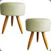 Kit 2 Puff Decorativos Para Sala, Quarto, Manicure Redondo Suede Bege Pé Castanho - Clique E Decore