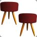 Kit 2 Puff Decorativos Para Sala, Quarto, Manicure Redondo Suede Bordo Pé Castanho - Clique E Decore
