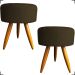 Kit 2 Puff Decorativos Para Sala, Quarto, Manicure Redondo Suede Marrom Pé Castanho - Clique E Decore