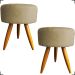 Kit 2 Puff Decorativos Para Sala, Quarto, Manicure Redondo Suede Nude Pé Castanho - Clique E Decore