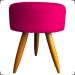 Kit 2 Puff Decorativos Para Sala, Quarto, Manicure Redondo Suede Pink Pé Castanho - Clique E Decore