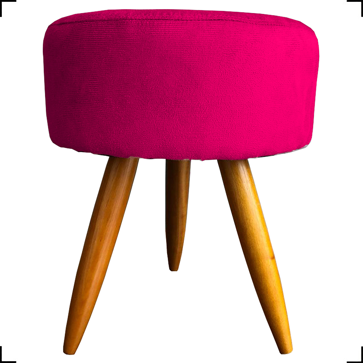 Kit 2 Puff Decorativos Para Sala, Quarto, Manicure Redondo Suede Pink Pé Castanho - Clique E Decore