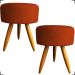 Kit 2 Puff Decorativos Para Sala, Quarto, Manicure Redondo Suede Terracota Pé Castanho - Clique E Decore