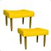 Kit 2 Puff Decorativos Para Sala, Quarto, Penteadeira Requinte Suede Amarelo Pé Castanho - Clique E Decore