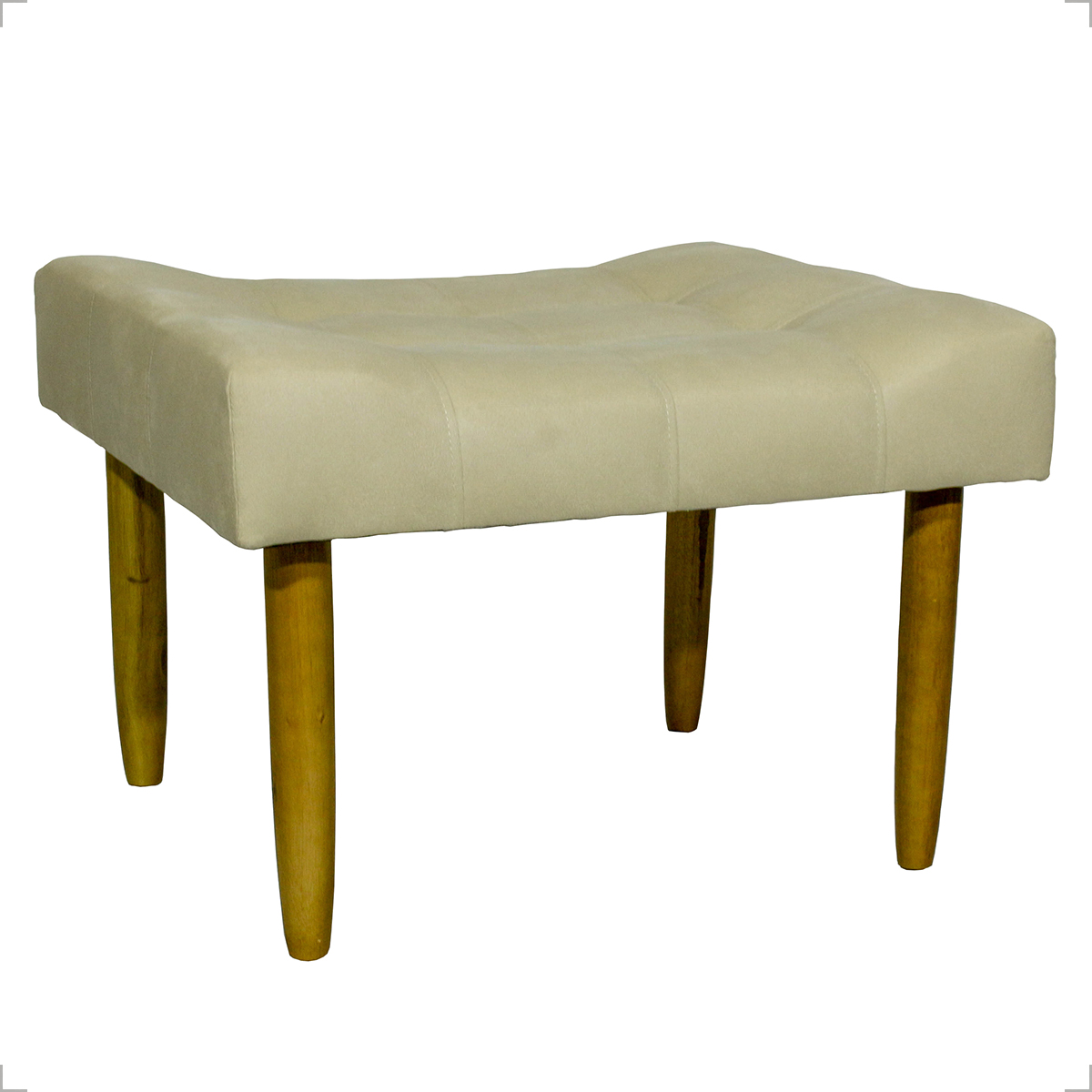 Kit 2 Puff Decorativos Para Sala, Quarto, Penteadeira Requinte Suede Bege Pé Castanho - Clique E Decore