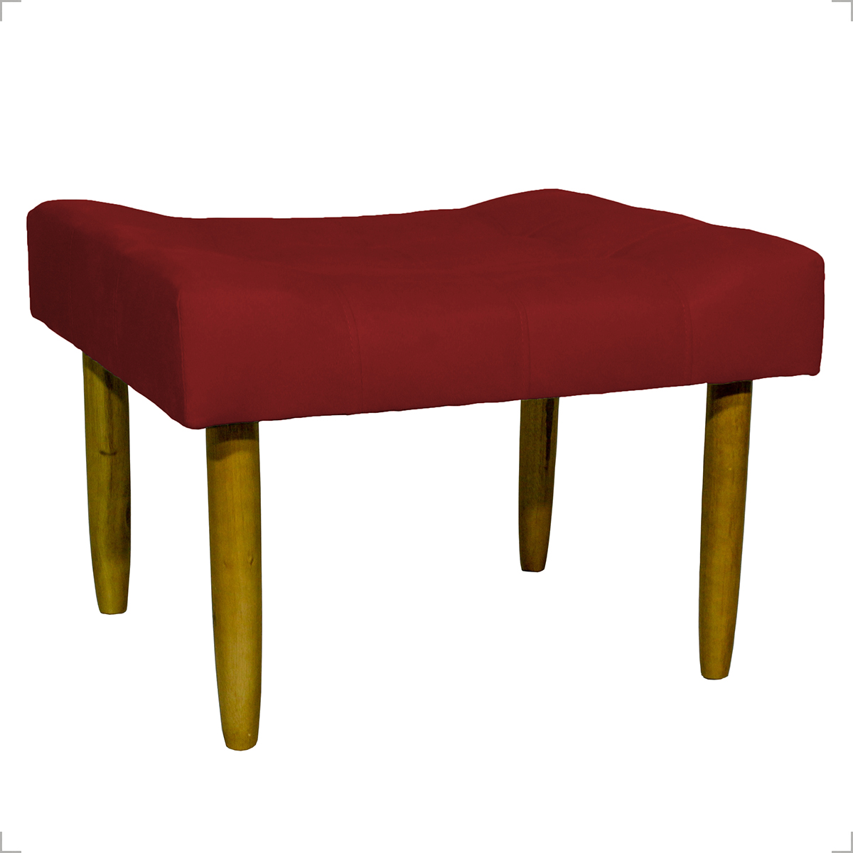 Kit 2 Puff Decorativos Para Sala, Quarto, Penteadeira Requinte Suede Bordo Pé Castanho - Clique E Decore