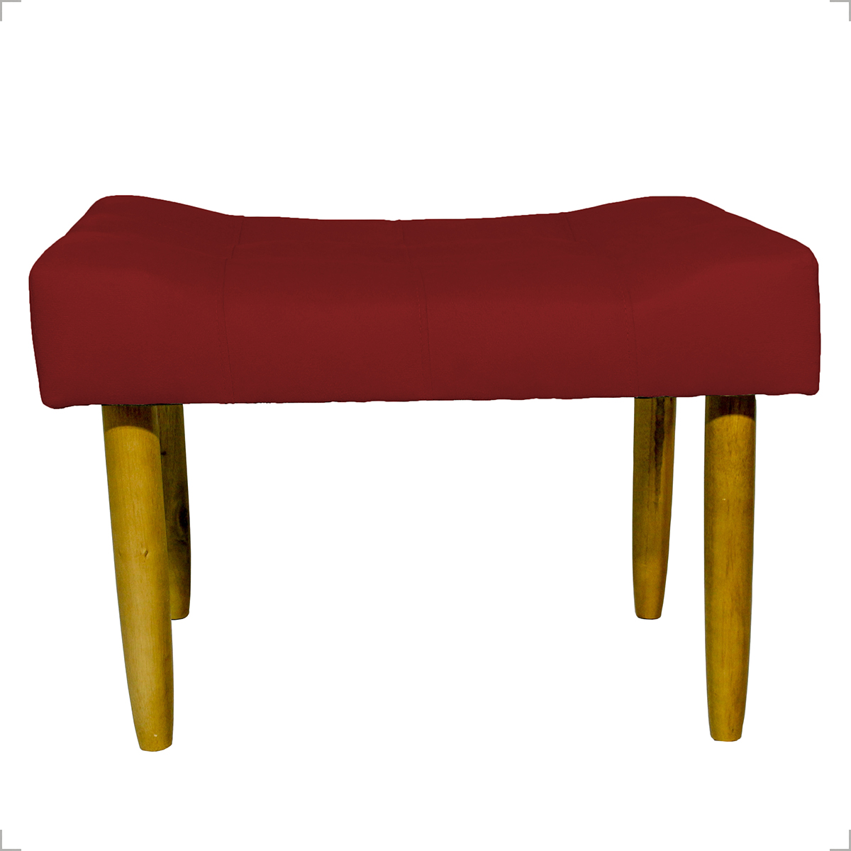 Kit 2 Puff Decorativos Para Sala, Quarto, Penteadeira Requinte Suede Bordo Pé Castanho - Clique E Decore